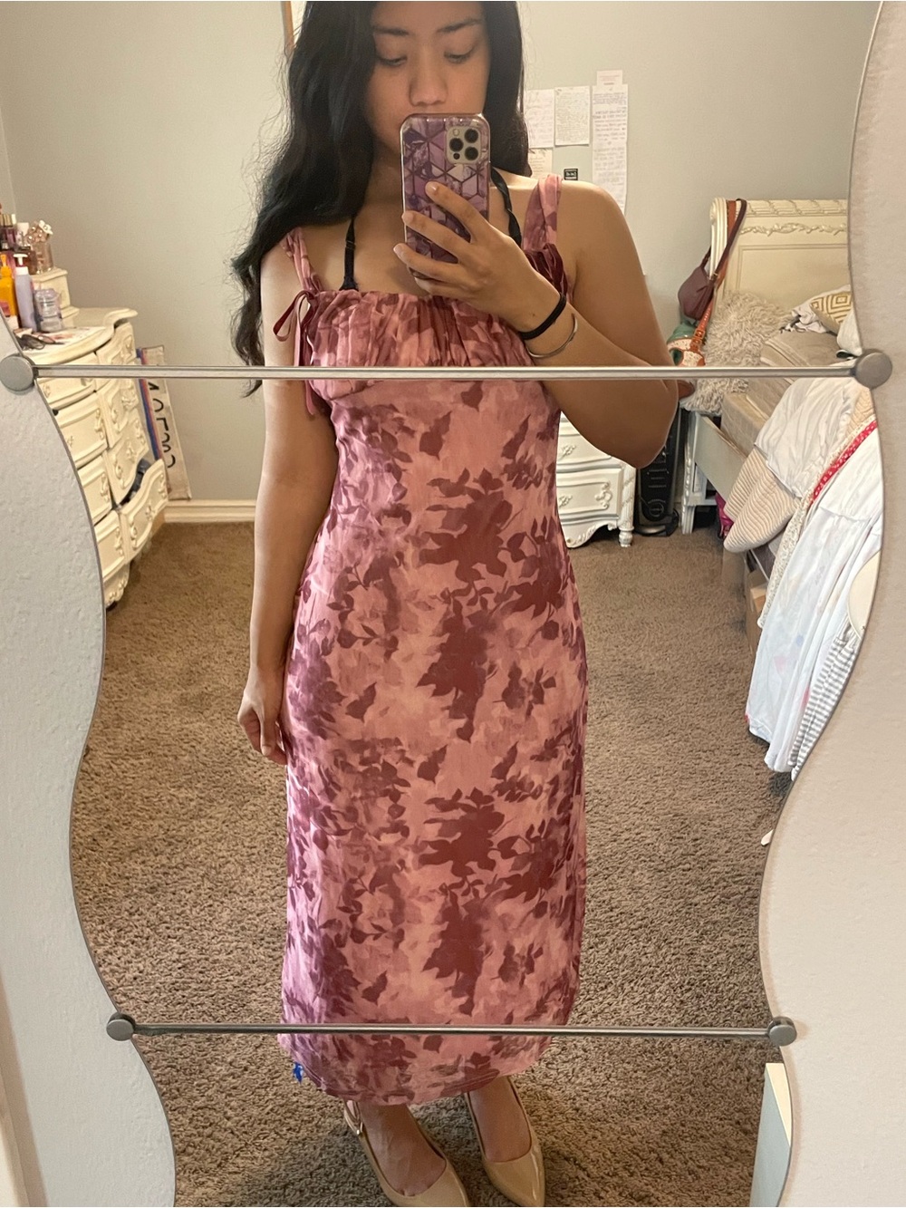 Cider Rose-Pink Floral Midi Dress